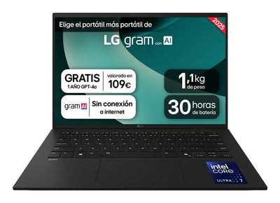 LG Laptop Gram 14Z90T 14 I7 255H Wuxga 32 GB1 TB W11 Pro Spanish Black — image 1