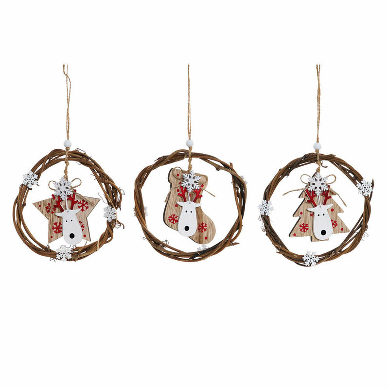 Christmas bauble DKD Home Decor Wood (3 pcs) (14 x 1 x 18 cm)