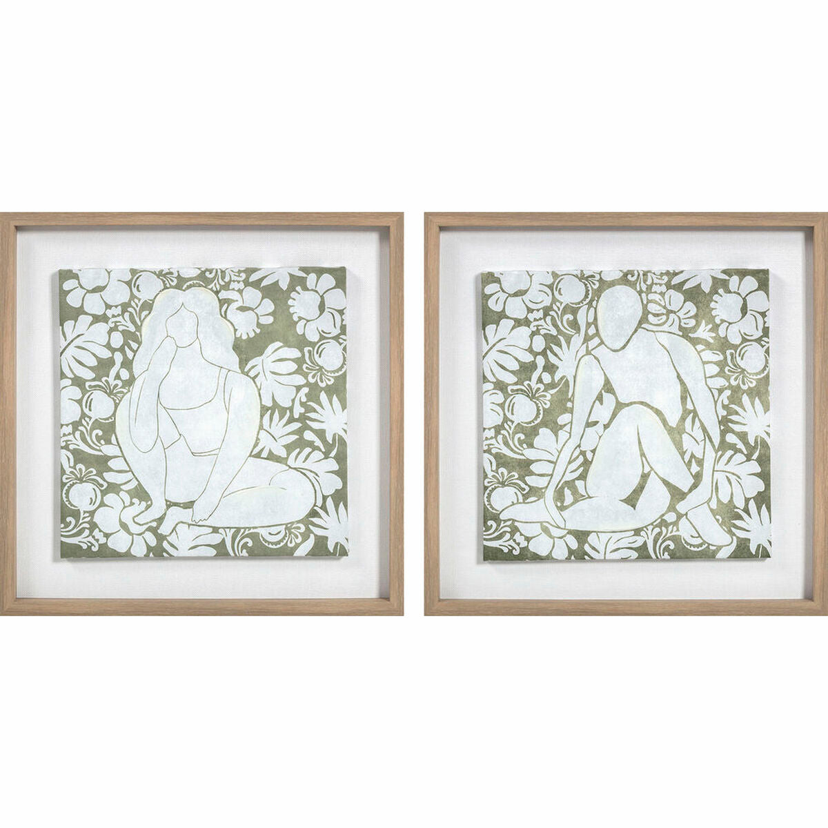 Canvas DKD Home Decor Wood Floral (2 Units) (Refurbished D)