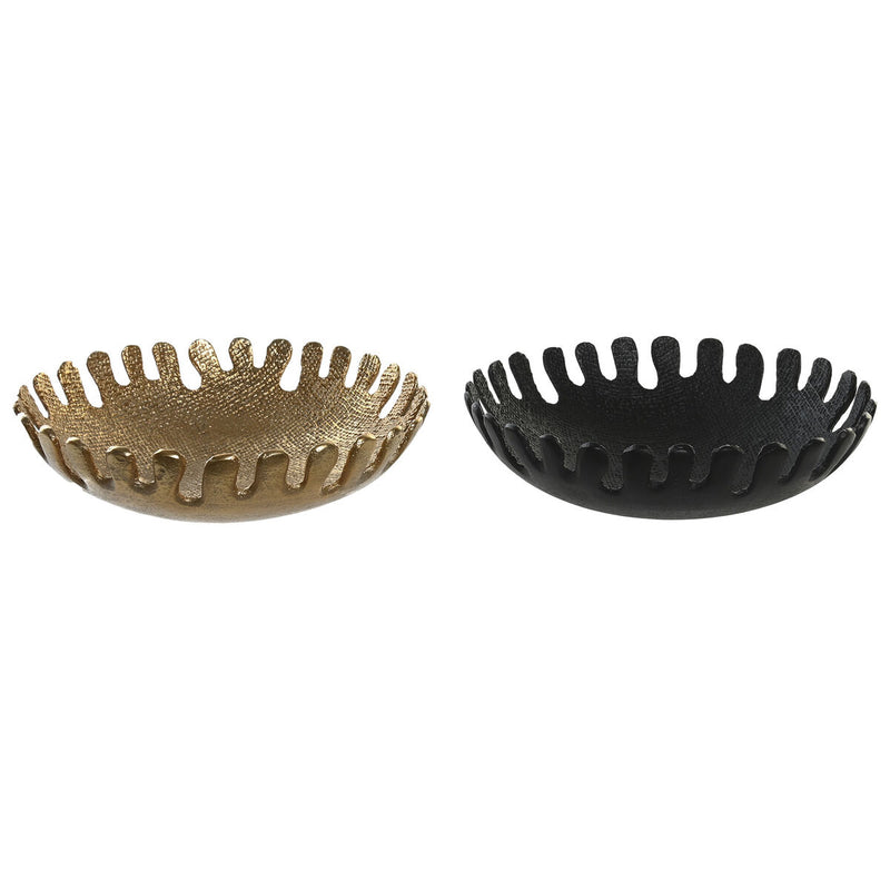 Centerpiece DKD Home Decor Black Golden Aluminium 32 x 32 x 9 cm (2 Units)