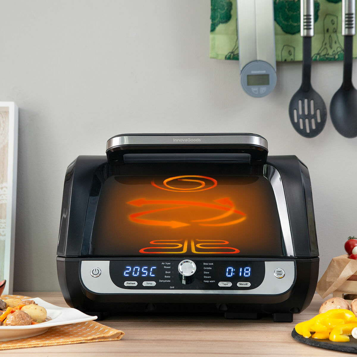 Innovagoods Air Fryer With Grill, Accessories And Recipe Book Innovagoods Fryinn 12-In-1 6000 Black Steel 3400 W 6 L