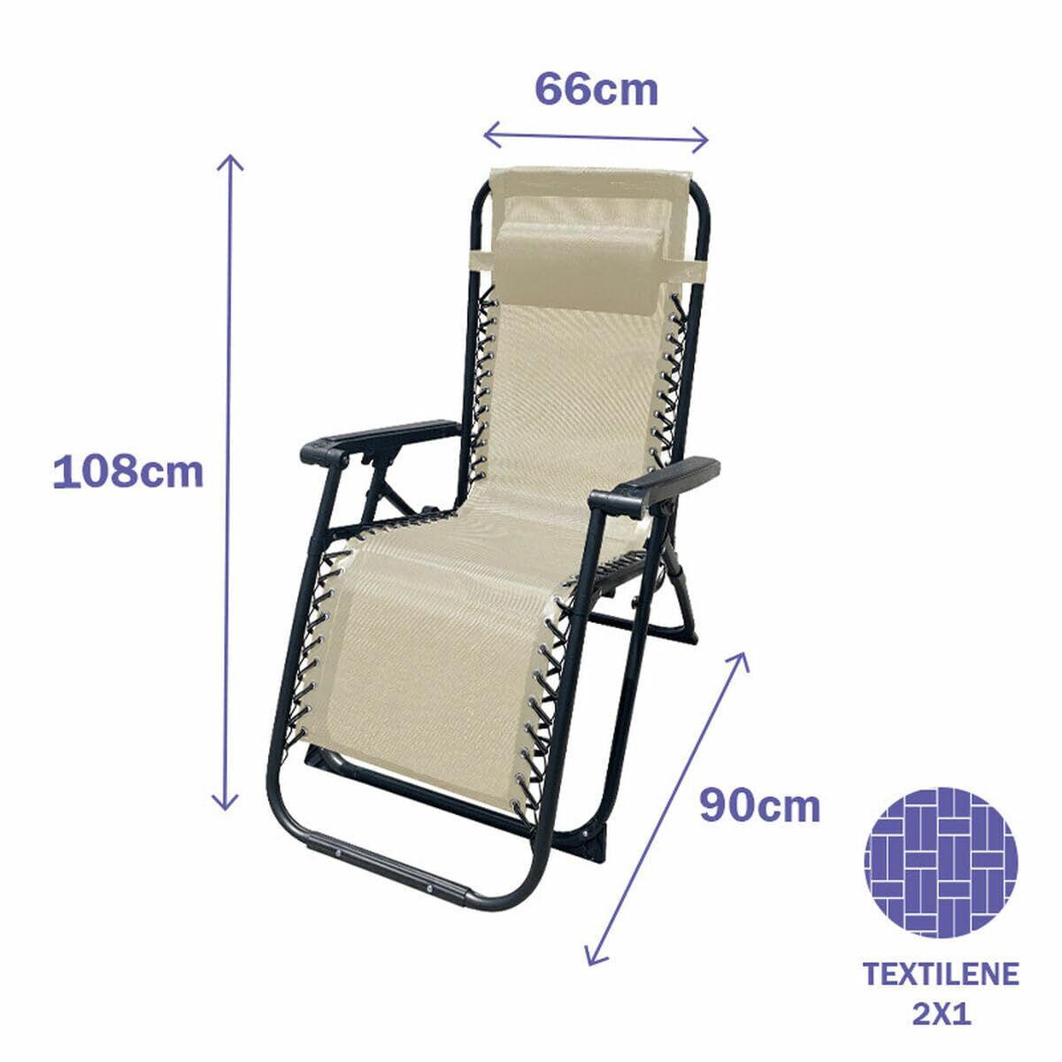 Folding Lounger Camping Chair Marbueno Beige (Refurbished D)