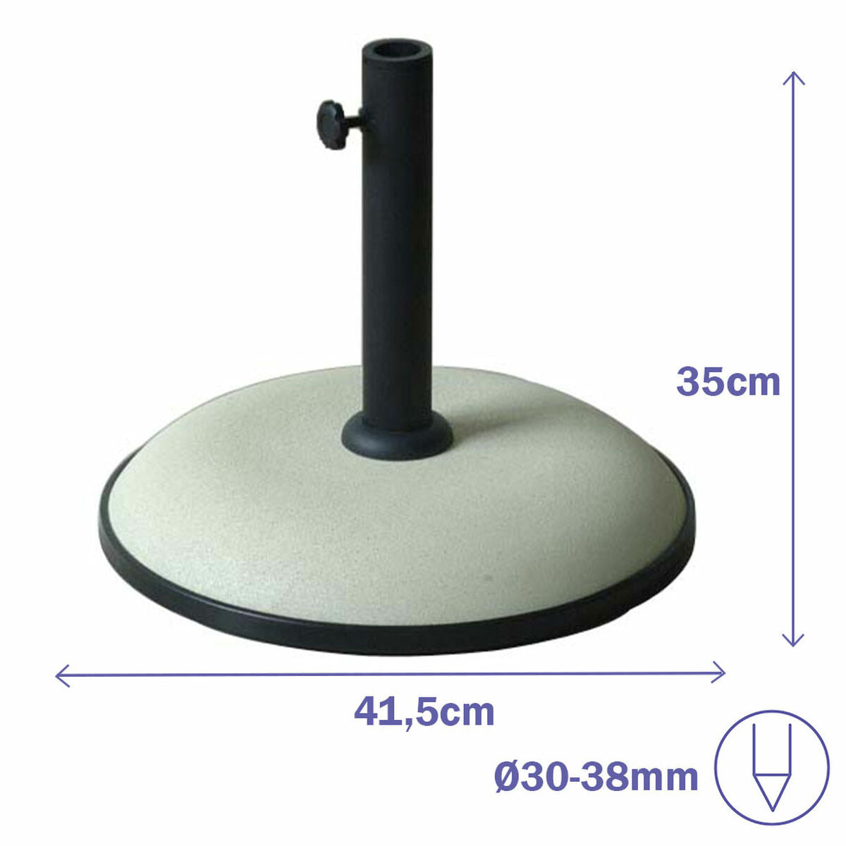 Marbueno Base Umbrella Round Cement 41.5X35 Cm 15Kg White Garden Pool Terrace 10448
