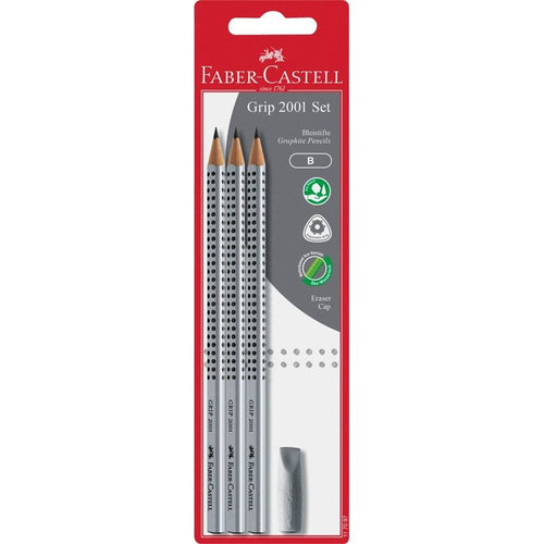 Faber Castell Set Of Pencils Graphite Grip 2001 B + Rubber Capuchón Blister 4 Pieces — image 1