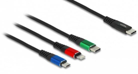 Delock Cable Charging USB 3 1 USB Type-c™ a Lightning™ / Micro USB / USB Type-c™ 30CM