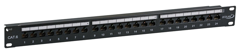 Ecolan Patchpanel UTP 24x RJ45 CAT.6 19 1HE RAL9005 Black