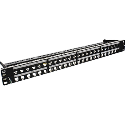 Inline Patch Panel Blank 19 48 Ports RJ45 Keystones 1U Black — image 1
