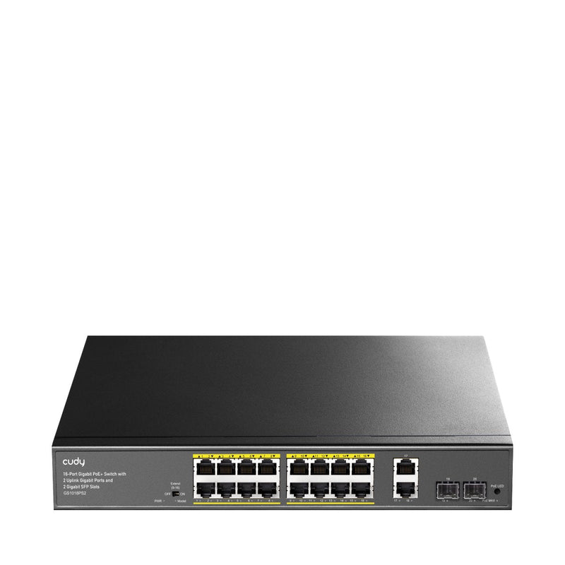 Cudy Switch 20 Ports - Capacity Conmutacion 40Gbps - 16x RJ45 PoE + - 2x RJ45 GbE - 2X Gigabit Sfp - Reinicio