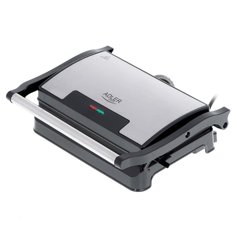 Adler Electric Grill Ad 3052 Desk 1200W, Steel Inoxidable, Placas Antiadherentes