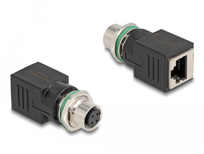 Delock M12 Adapter D-kodiert 4 Pin Female a RJ45