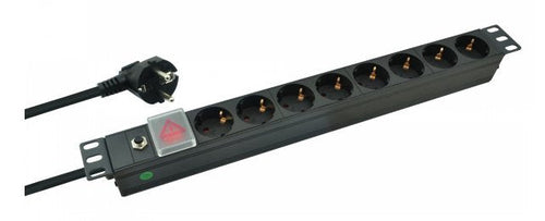 Helos 19 Power Strip Professional, 8 Sockets Black 2,0M, With Switch — image 1