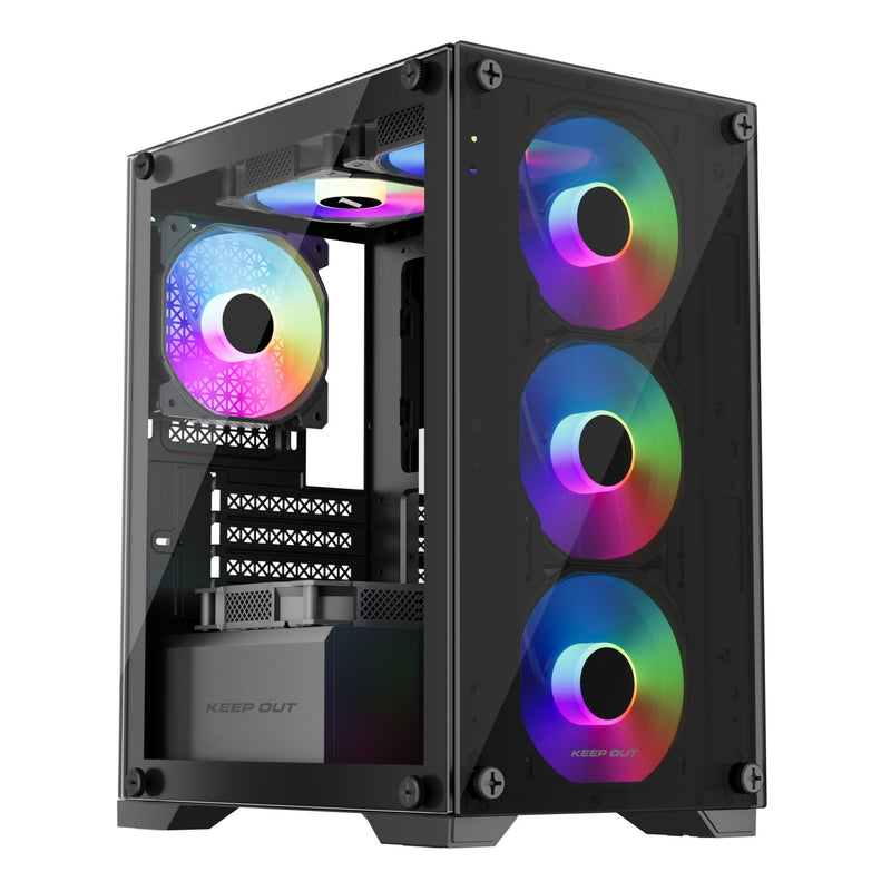Box microATX XC-201 Glass ARGB Keepout Bahías Int.: 1X3,5, 1X2,5/ 1XUSB2.0, 1XUSB3.0/ Audio In/Out