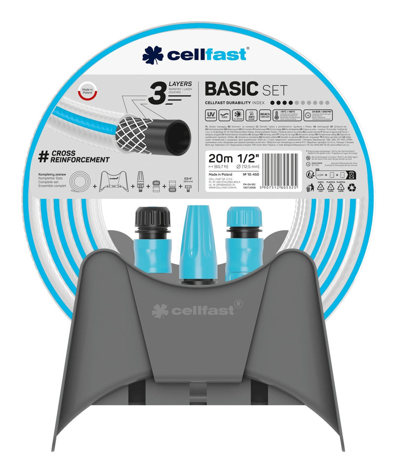 Cellfast Set Irrigation Basic, Hose 12MM X 20M, Stand Colgador And Connectors