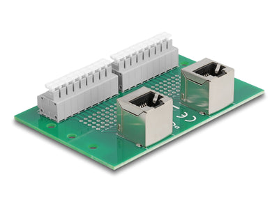 Delock 66995 RJ45 2 X Female a 2 X Bloque Terminals With Pulsador Carril Din Ángulo — image 1
