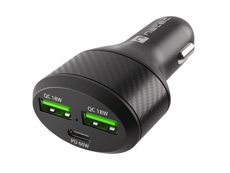 Natec Charger Car Coney 2x USB, 1x USB-C QC3.0, PD 3.0 48W Black