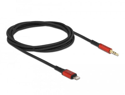 Delock Cable Audio Connector Lightning 8 Pines Connector Jack 3,5MM, 3 Pines, Black/Red 1,5 Metres 86587 — image 1