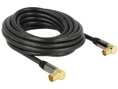 Delock Cable IEC Connector Male 90G IEC Connector Female 90G RG-6 U 5M — image 1