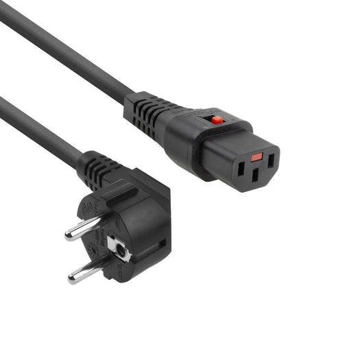 Powercord Schuko Cee 7 Male (angled) - C13 IEC Lock Black 5M, EL269S — image 1