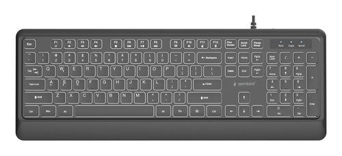 Gembird Slim Wired Backlight Keyboard Black Us Layout — image 1