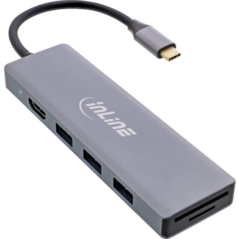 Inline USB 3.2 Type-c Multi Hub (3x USB-A 5GB/S + USB Type-c (pd 100W), Card Reader, HDMI 4K@30HZ ), Otg, Hous