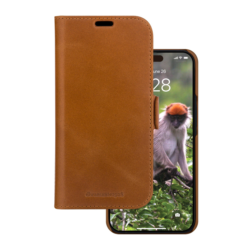DBRAMANTE1928 Lynge Case With Cover Phone Mobile Phone Leather Grano Entero Brown Apple Iphone 15 Pro