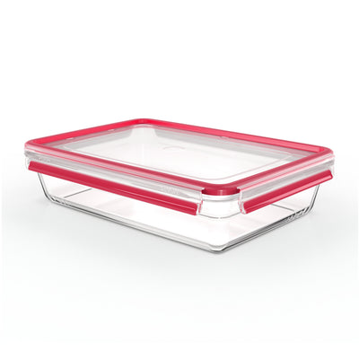 Emsa Lunch Box N10412 Clip & Close Glas Frischhaltedose 3 L Transparent/Red — image 1