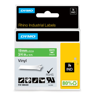 Dymo 1805420 Tape Printer Labels White Sobre Green — image 1