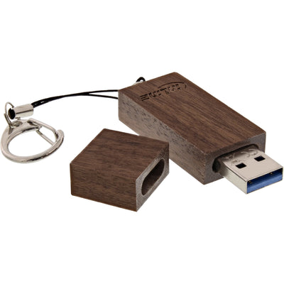 Inline Unit Flash USB 3.0 64GB, Wood Nogal, With Keyring — image 1