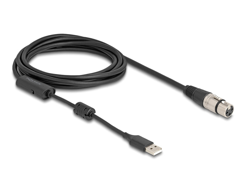 Delock 84178 Cable Convertidor Audio High Resolution Xlr 3 Clavijas a USB Tipo-a Analógico a Digital 3M