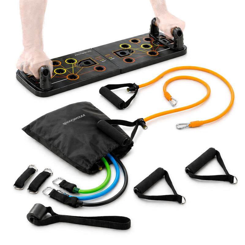 Push-Up Board Pack and Resistance Band Set with Accessories and Exercise Guide InnovaGoods