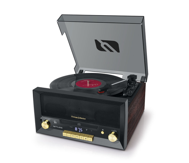 Muse MT-112W Black (wood) Microcadena With Tocadiscos Stereo / Cd / Radio Fm