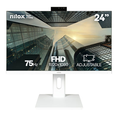 Nilox Monitor 24 DP HDMI VGA NXM24REGWEB01 IPS FHD 75HZ 5MS 250CD/M 2X2W Webcam VESA 100X100 White — image 1