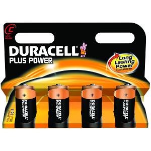 Duracell Batteries Alcalinas Plus Extra Life MN1400/LR14 Baby C (4-PACK)
