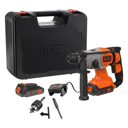 Negro + Decker Martillo Combinado Inalámbrico -BCD900E2K, 18 Voltios, Martillo Perforador BCD900E2K-QW