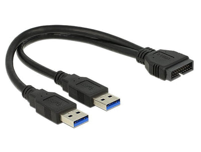 Delock USB Cable 3.0 Pin Header Male 2 X USB 3.0 Type-a Male 25CM — image 1
