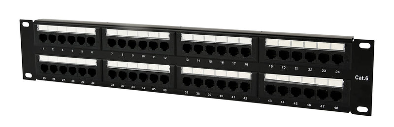 Gembird 19'' Patch Panel 48 Port 2U CAT.6 Black
