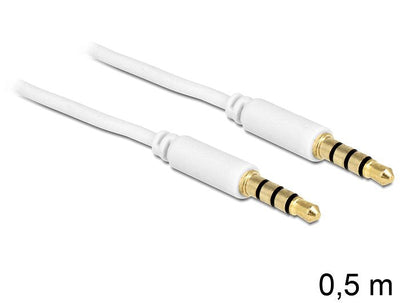 Delock 3.5MM - 3.5MM, 0.5M Cable Audio 0,5M 3,5MM White — image 1