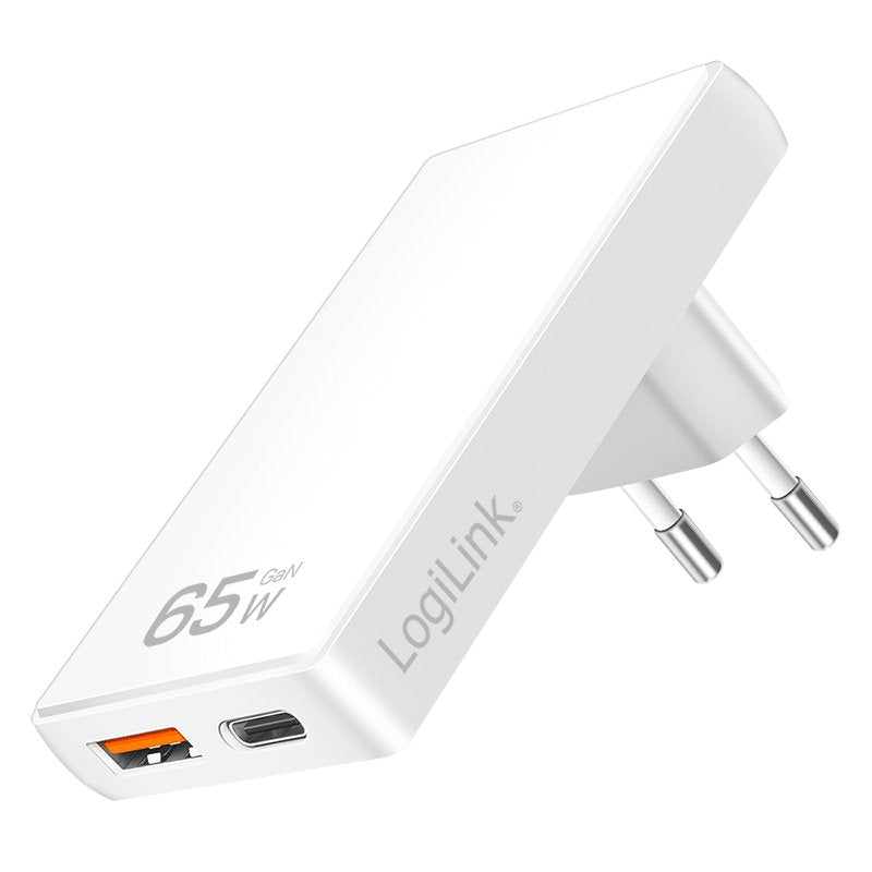 Logilink USB Adapter Plug 1x USB-A, 1x USB-C, 65W White