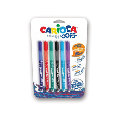 Carioca Oops Pack 6 Pens Borrables - Ink Thermos Sensible - Grip Ergonomica Triangular - Punta 0.7MM — image 1