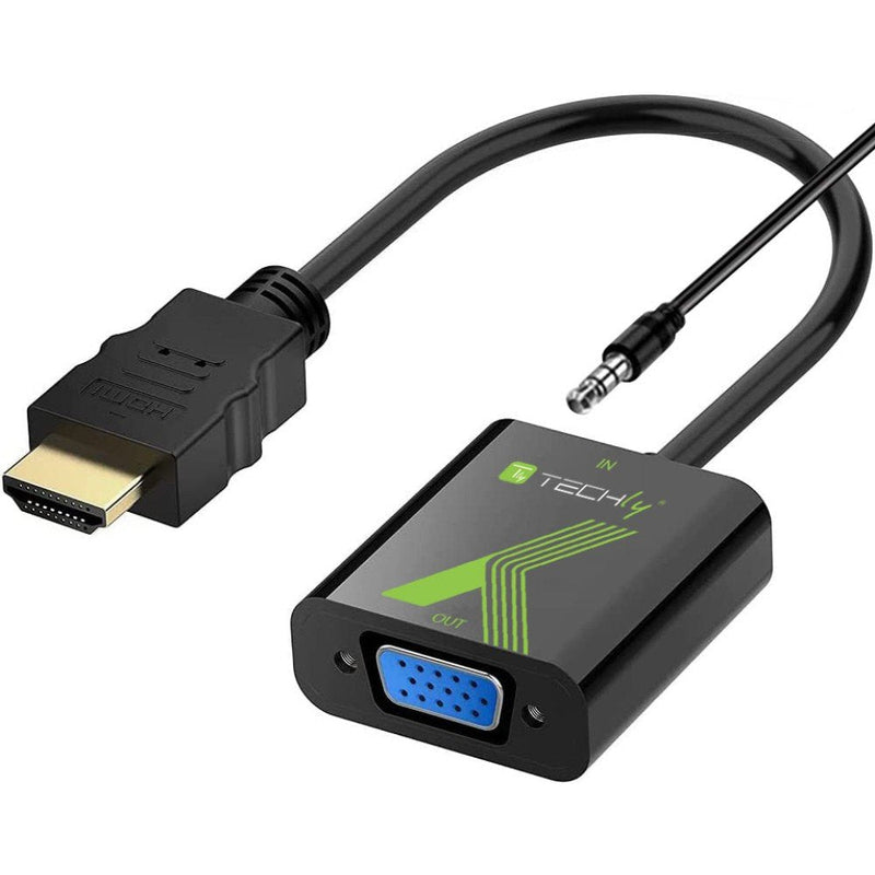 Techly HDMI - VGA + 3.5MM M/F Black