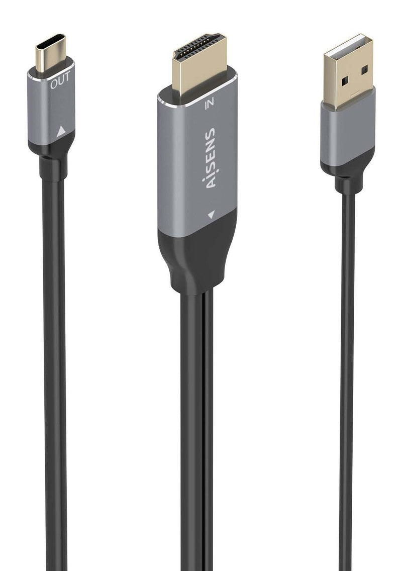 Aisens Cable Converter Aluminium HDMI V2.0A USB-C 4K@60HZ, HDMI/M+usb-a/M-usb-c/M, Black 1.8M