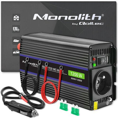 Qoltec 51925 Monolith Voltage Converter 1200 Ms Wave 12V To 230V 600 1200W USB — image 1