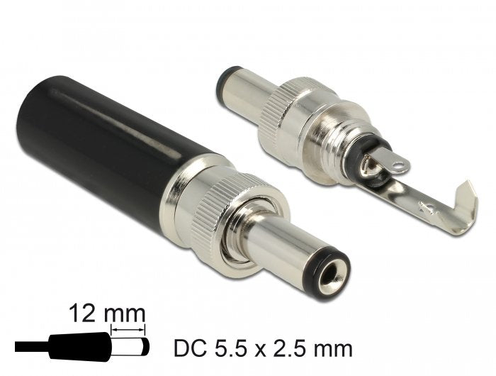 Delock 89916 Connector DC 5,5 X 2,5MM With 12,0MM Length Male Soldadura Version