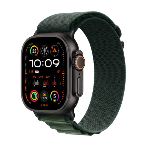 Apple Watch Ultra 2 GPS + Cellular 49MM Black Titanium Case With Dark Green Alpine Loop - Medium — image 1