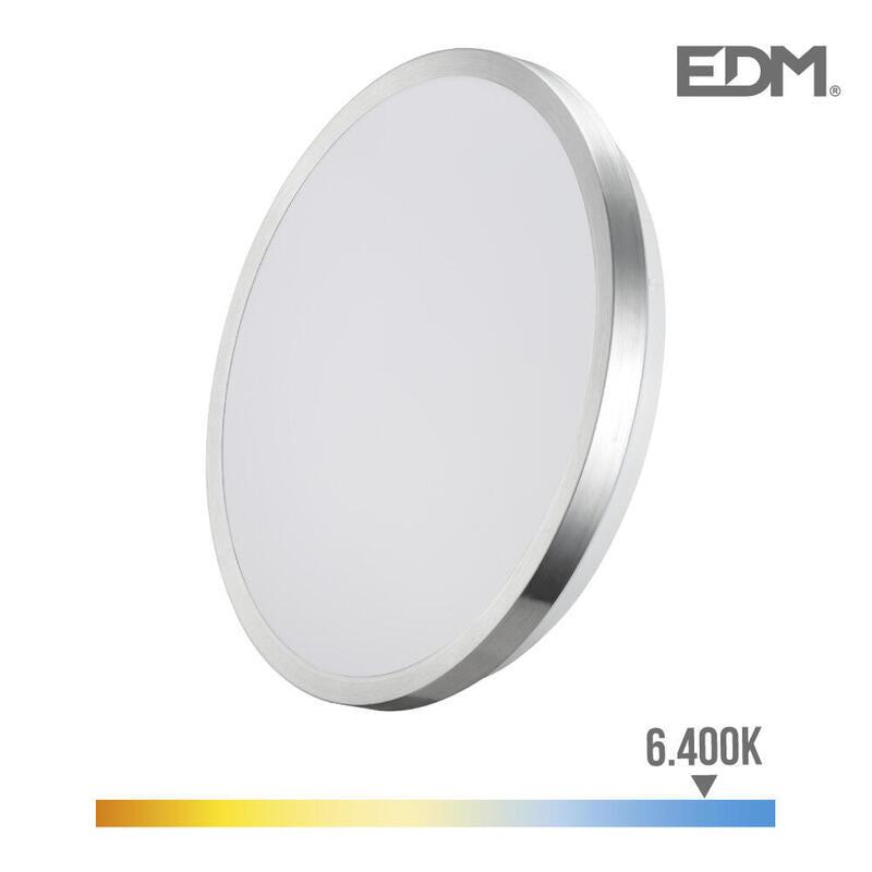 EDM Wall Light Super LED Surface 24W 2490LM 6500K Ø38X6,2CM Frame Cromado