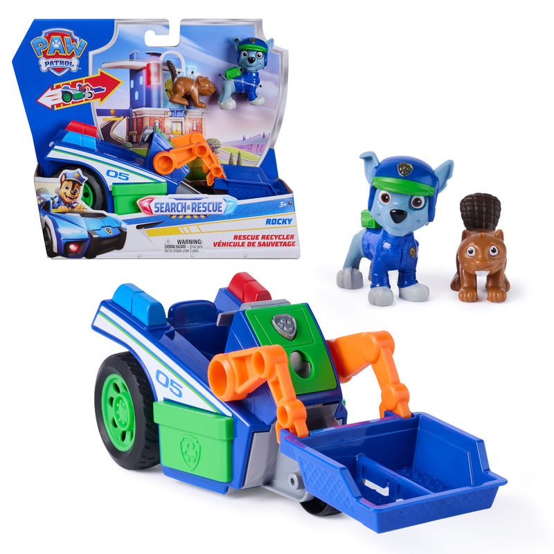 Spin Master Paw Patrol - Búsqueda And Rescate: Vehículo Reciclaje Rocky With 2 Figuras, Vehículo Toy 6075445