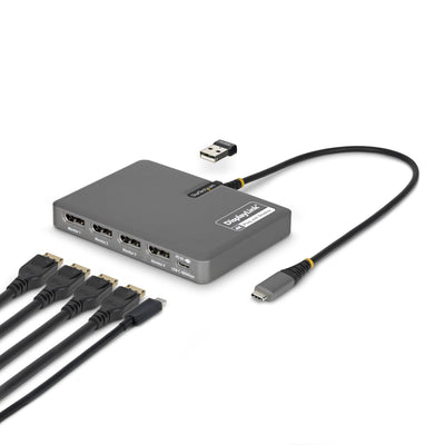 StarTech USB-C Zu 4-MONITOR Workstation Adapter 4K 60HZ DisplayPort 140W Pd Passthrough USB For Keyboard And M — image 1