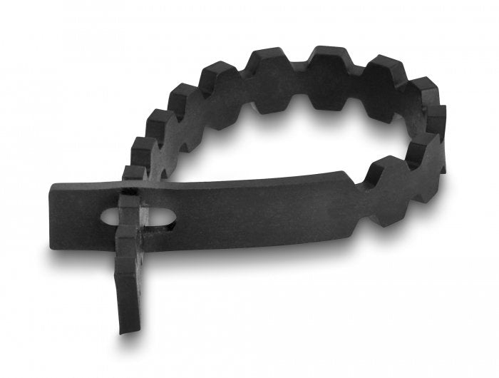 Delock Cable Ties Cables Flexibles, Reutilizables 10 Pieces Blancas + 10 Pieces Negras