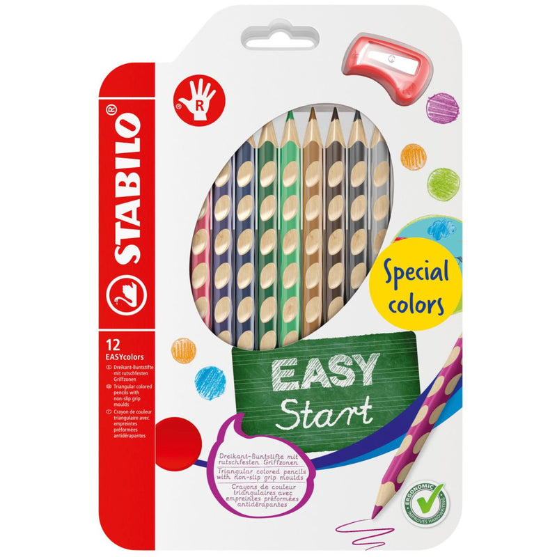 Stabilo Easycolors Special Colors Pack With 12 Pencils Colours Ergonomicos + Sacapuntas - Mina 4.2MM - Forma