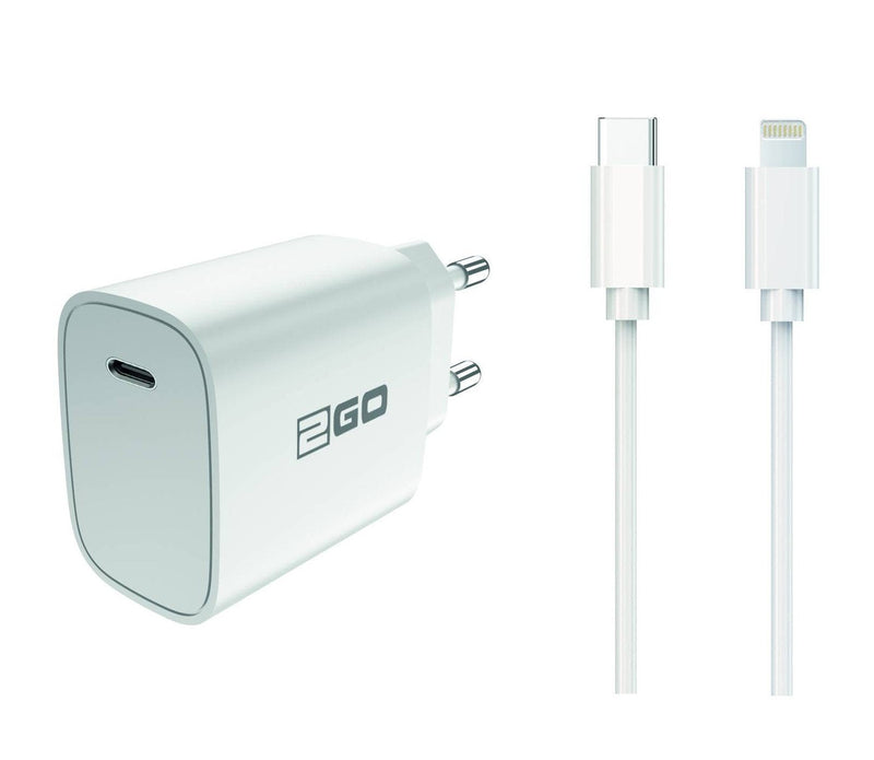 2GO Charger Netz-ladeset Power Delivery White Lightning 1x USB Type C